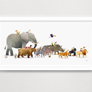 Nursery Wall Art - Animal Print - Baby Gift - Safari Nursery - Nursery Decor - Whimsical - Kids Room Decor - Baby Shower - Animal Parade