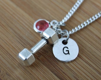 Dumbbell Necklace, Dumbbell Jewelry, Fitness Jewelry, Personalized Necklace, Fitness Gifts, Strength Necklace, Weight Lifting Necklace Gift