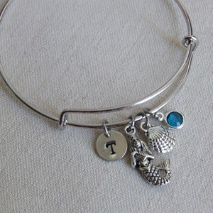 Mermaid Jewelry, Mermaid Bangle, Mermaid Besties Gift, Girls Mermaid Bangle Bracelet, Personalized Mermaid Gifts, Mermaid Pendant Charm