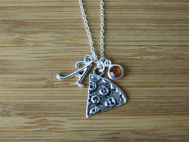 Birthday Gift Personalized Friendship Necklace Pizza Slice Necklace Birthstone Necklace Bridesmaid Gifts