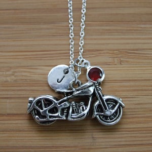 Bike Life, Motorcycle Necklace, Motorcycle Jewelry, Bike Initial Necklace, Bike Jewelry, Bike Lover Gift, Bikers Wife Necklace, Personalized