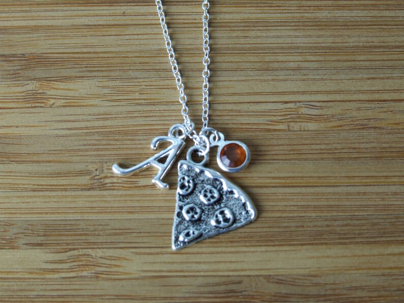 Birthday Gift Personalized Friendship Necklace Pizza Slice Necklace Birthstone Necklace Bridesmaid Gifts