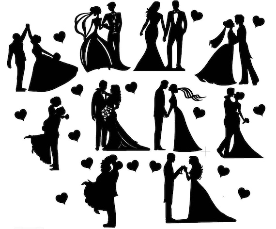 Die Cut Silhouette Loving Couple Cameo x 10 Cardmaking Scrapbook Craft Valentine