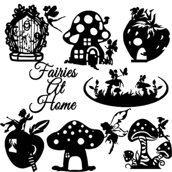 Download Fairy Die Cut Out Silhouette 7 x fairies at homes free