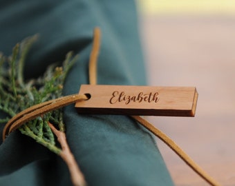 Custom Engraved Napkin Tag Sets - Wood Wedding Place Settings - Personalized