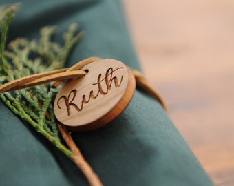 Custom Engraved Napkin Tag Sets - Wood Wedding Place Settings - Personalized