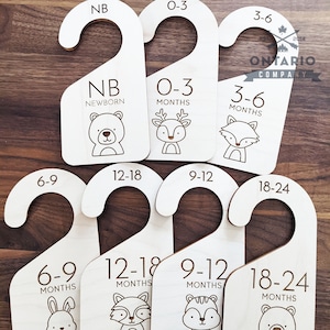 Nursery Closet Dividers - Woodland Animal Set of 7 (Engraved Wood)