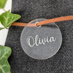 Custom Engraved Acrylic Tag Sets - Wood Wedding Place Settings - Personalized