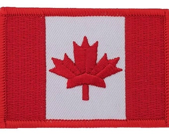 Canada Flag Embroidered Patches - Iron On Backing Set of 2