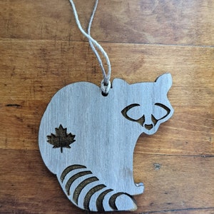 Handmade Raccoon Ornament - Walnut Wood