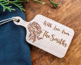 Custom Cutting Board-shaped gift tag for Events, Holidays, Gifts
