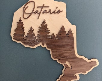 Ontario Map Wood Wall Art - Canada