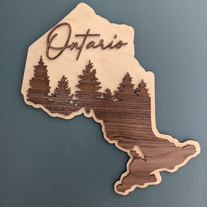 Décoration murale en bois de la carte de l'Ontario - Canada