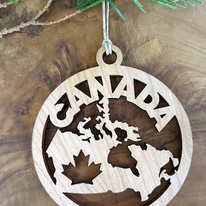 Canada Handmade Wood Ornament (Cherry or Walnut)