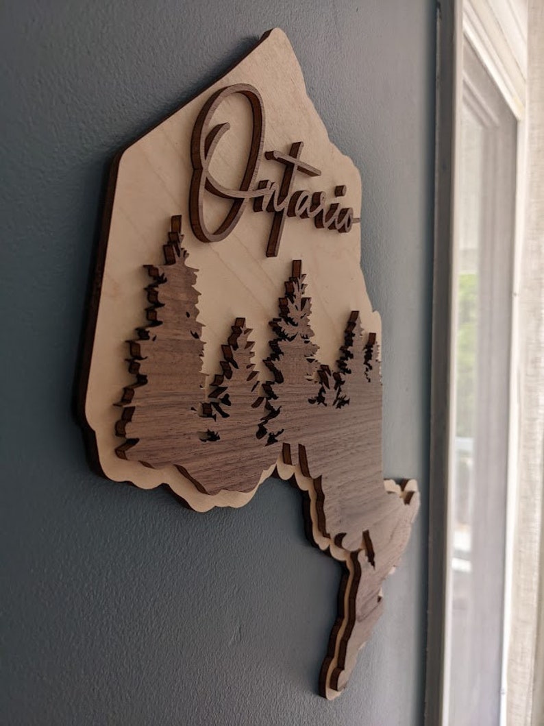 Ontario Map Wood Wall Art Canada Etsy
