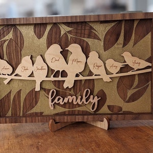 Birds Family Tree Wood Frame - Fully Customized, Mother's Day, Grandma Gift