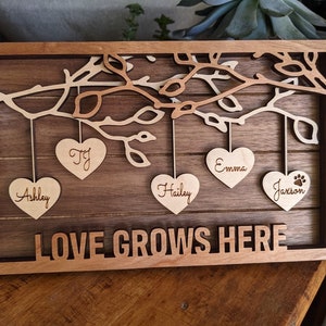 Family Tree Wood Frame Fully Customized, Mother's Day, Father's Day, Grandma Gift, Mom Gift, Adoption Gift image 1