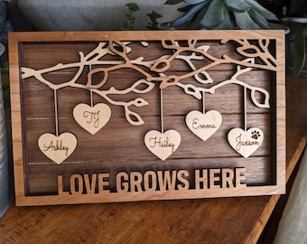 Family Tree Wood Frame - Fully Customized, Mother's Day, Father's Day, Grandma Gift, Mom Gift, Adoption Gift