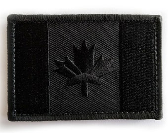 Canada Flag Embroidered Patch (Black, Red, Gray, Olive) - Hook & Loop Backing