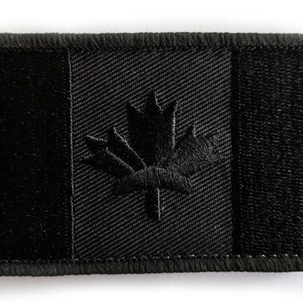 Canada Flag Embroidered Patch (Black, Red, Gray, Olive) - Hook & Loop Backing
