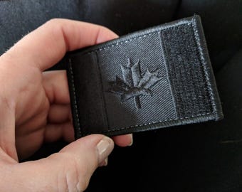 Canada Flag Embroidered Patch (Black, Red, Multicam) - Hook & Loop Backing  2x3 MADE IN CANADA