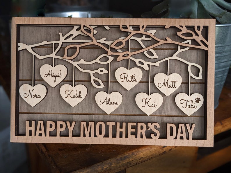 Family Tree Wood Frame Fully Customized, Mother's Day, Father's Day, Grandma Gift, Mom Gift, Adoption Gift image 4