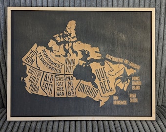 Canada Typography Map Sign - Maple Wood