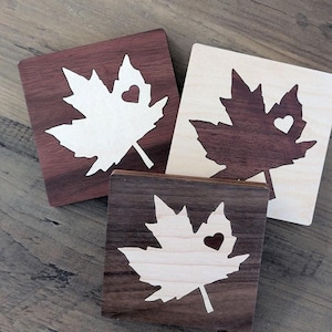 Ahornblatt Holz Inlay Untersetzer Set - Made in Canada