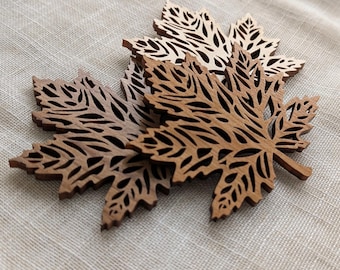 Handmade Maple Leaf Wood Coasters - Made in Canada