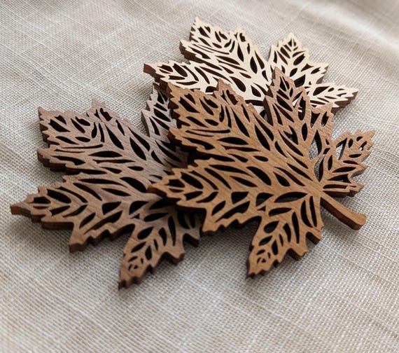 Handmade Maple Leaf Wood Coasters - Made in Canada