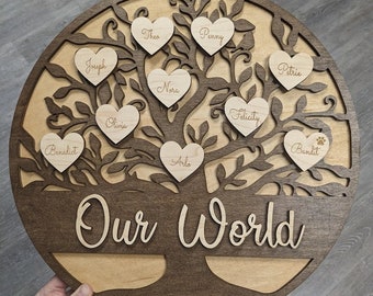 Family Tree Round - Fully Customized, Mother's Day, Father's Day, Grandma Gift, Mom Gift, Adoption Gift