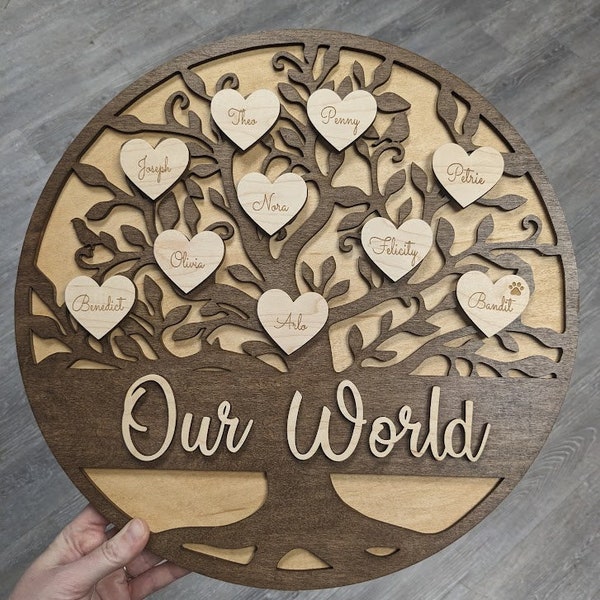 Family Tree Round - Fully Customized, Mother's Day, Father's Day, Grandma Gift, Mom Gift, Adoption Gift