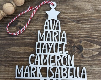 Handmade Family Name Christmas Tree Ornament ( with personalization)