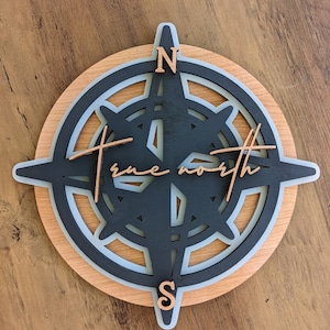 True North Compass Wood Cabin Sign - Canada