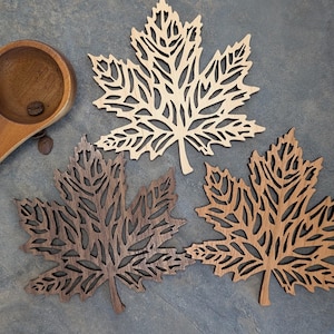 Handmade Maple Leaf Wood Coasters - Made in Canada