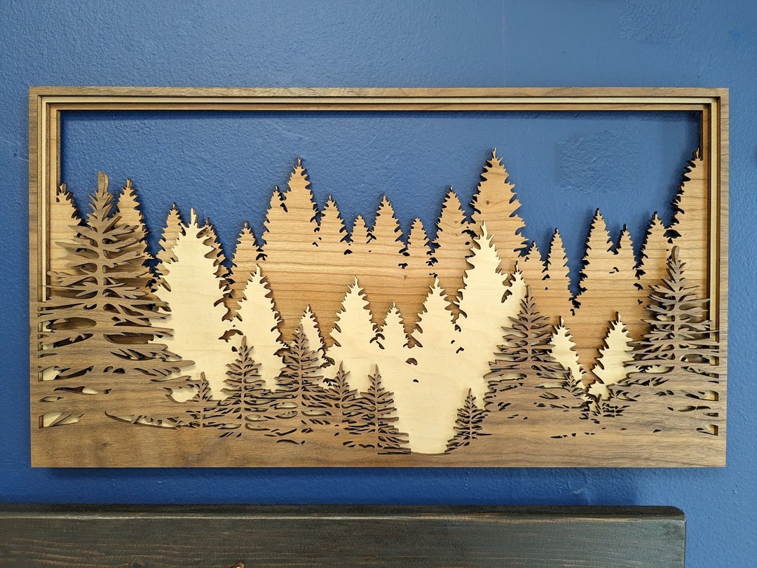 Layered Wood Forest Scene Wall Art Made in Canada Etsy