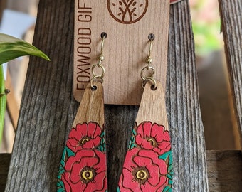 Poppy Earrings in Cherry Hardwood