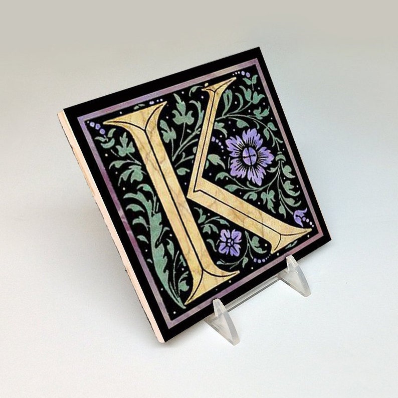 Illuminated manuscript letter K image ceramic | Etsy