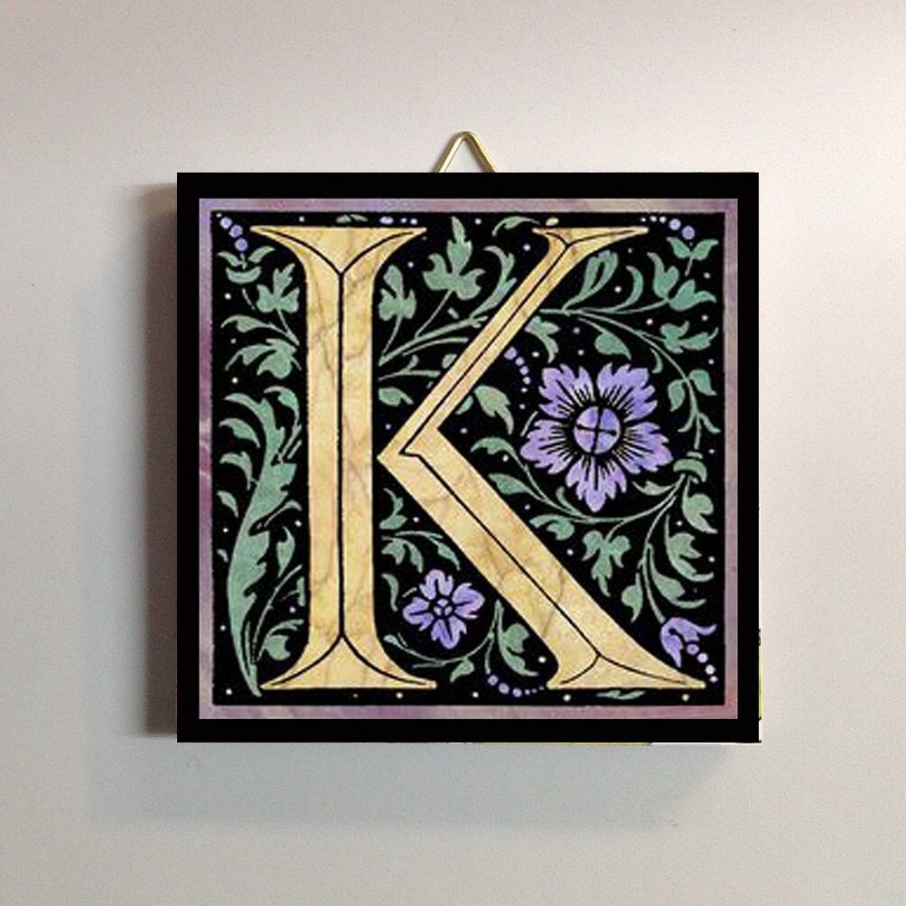 Illuminated manuscript letter K image ceramic | Etsy