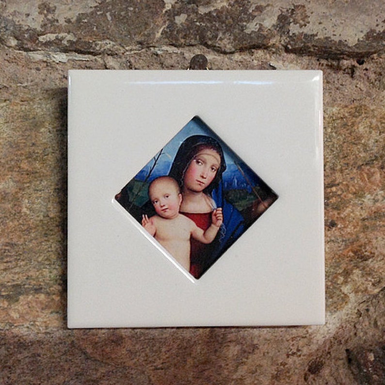 Madonna and Child tile ceramic tile small to hang or display