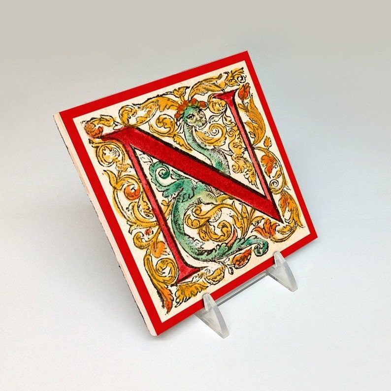 Illuminated Manuscript Letter n Image Ceramic | Etsy