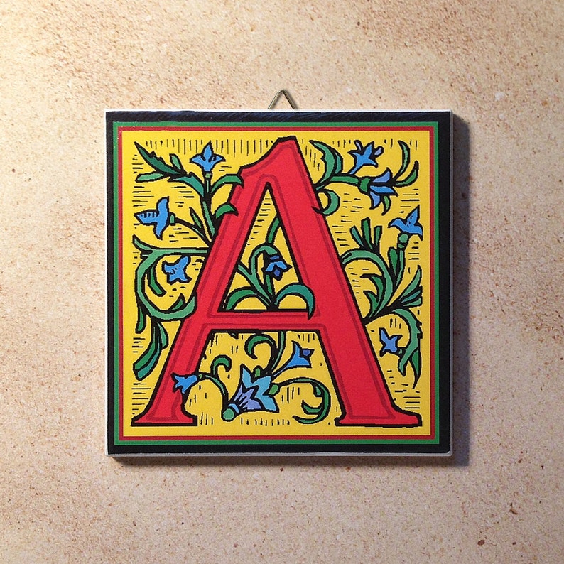 Illuminated manuscript letter A image ceramic | Etsy