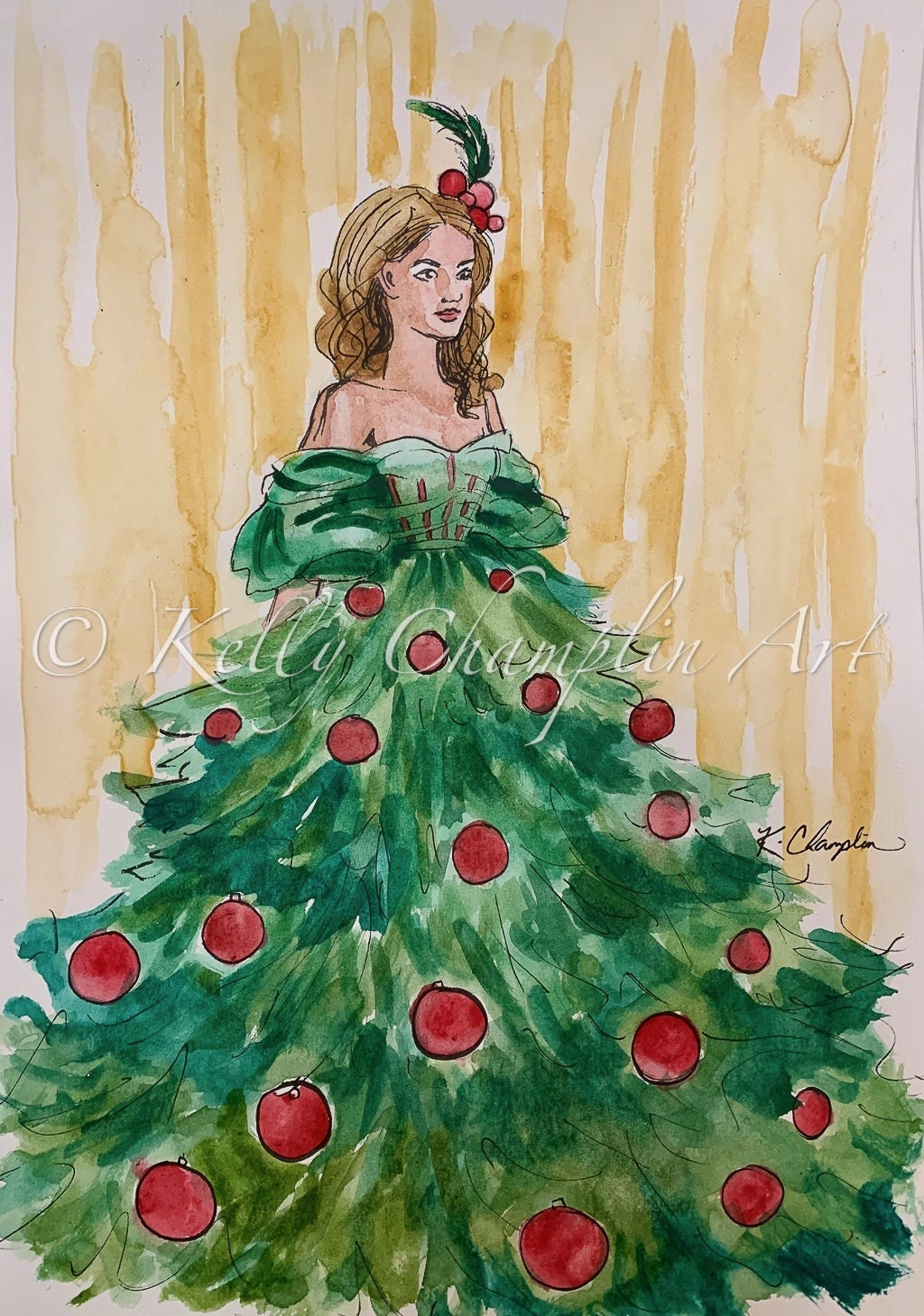 Christmas Tree Dress Fine Art Print - Etsy