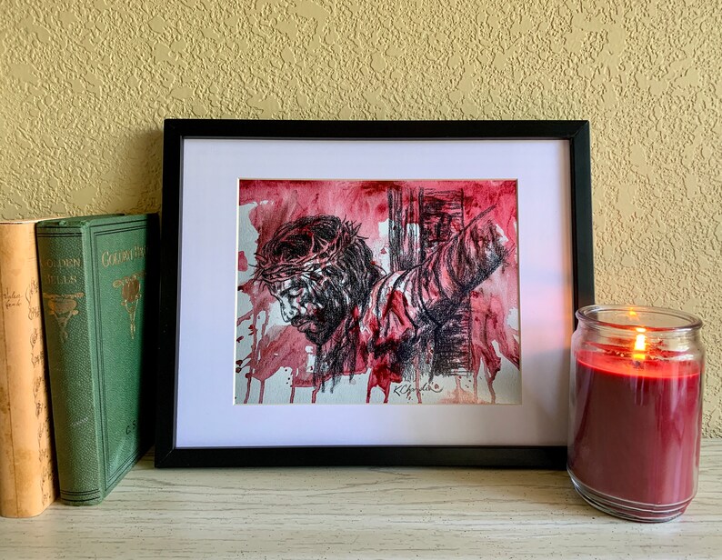 Jesus on the Cross 8 x 10/'/' Fine Art Print Watercolor