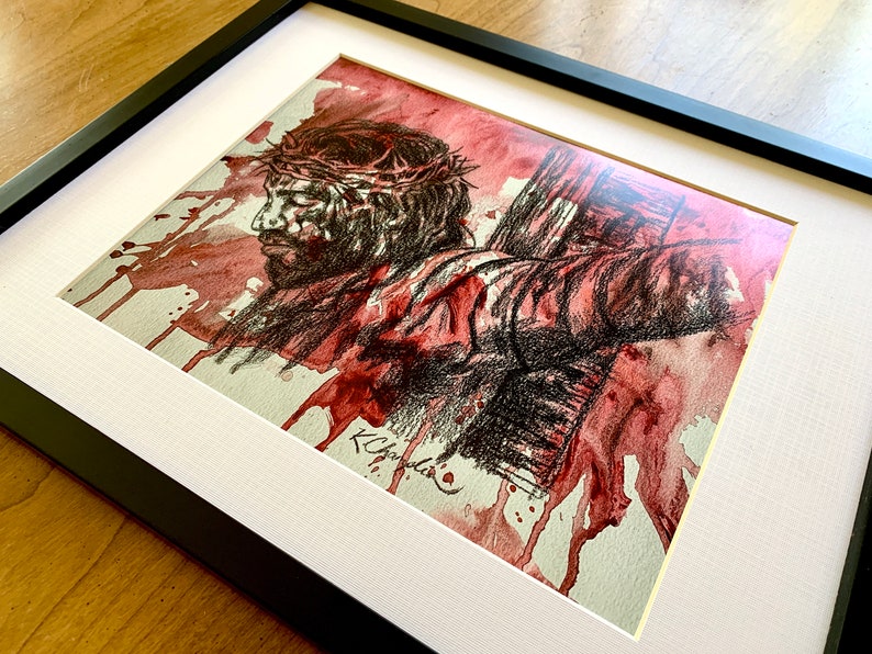 Jesus on the Cross 8 x 10/'/' Fine Art Print Watercolor