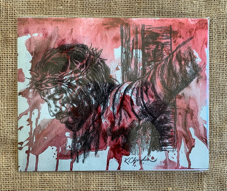 Jesus on the Cross 8 x 10/'/' Fine Art Print Watercolor