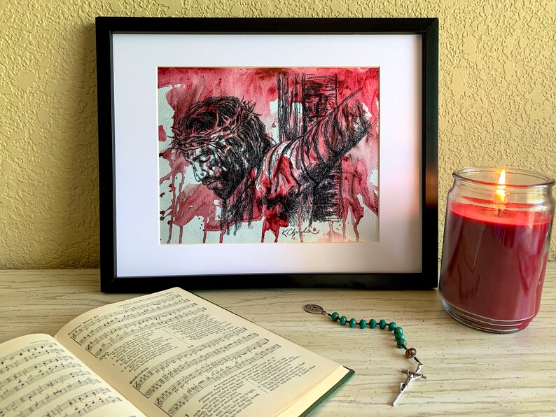 Jesus on the Cross 8 x 10/'/' Fine Art Print Watercolor