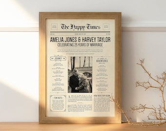 Custom Couple Story Poster, Anniversary Birthday Wedding Gift, Personalized Newspapers Journalist Gift Print, Creative Housewarming Gift