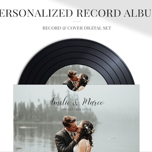 Capa de álbum personalizada, convite digital, música, vinil, convite de aniversário e casamento, capa de foto personalizada, papelaria retrô de casamento