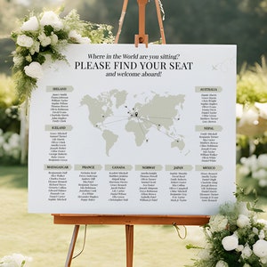 Custom Travel Seating Plan, Personalized Table Plan, Destination Wedding Seating Chart, World Map Tableau, Wedding Sign Welcome Poster